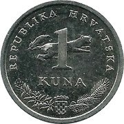 Croatia Kuna Circulation Coin. Nightingale 2016 KM# 20.2 REPUBLIKA HRVATSKA 1 KUNA coin obverse Croatia Kuna Circulation Coin. Nightingale 2016 KM# 20.2 REPUBLIKA HRVATSKA 1 KUNA coin obverse