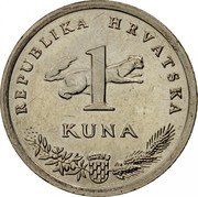 Croatia Kuna Circulation Coin. Nightingale 1993 KM# 9.1 REPUBLIKA HRVATSKA 1 KUNA coin obverse Croatia Kuna Circulation Coin. Nightingale 1993 KM# 9.1 REPUBLIKA HRVATSKA 1 KUNA coin obverse