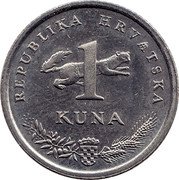 Croatia Kuna 10th Anniversary of Kuna Currency ND (2004) KM# 79 REPUBLIKA HRVATSKA 1 KUNA coin obverse Croatia Kuna 10th Anniversary of Kuna Currency ND (2004) KM# 79 REPUBLIKA HRVATSKA 1 KUNA coin obverse