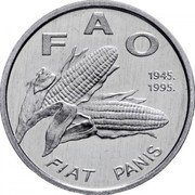 Croatia Lipa 50 Years of FAO. Corn 1995 KM# 13 F A O 1945. 1995. FIAT PANIS coin reverse Croatia Lipa 50 Years of FAO. Corn 1995 KM# 13 F A O 1945. 1995. FIAT PANIS coin reverse
