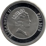 Fiji One Dollar 190th Anniversary of the Victoria Exposition 2010  ELIZABETH II FIJI 2010 coin obverse Fiji One Dollar 190th Anniversary of the Victoria Exposition 2010  ELIZABETH II FIJI 2010 coin obverse