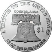 Cook Islands One Dollar Elizabeth II Double Liberty Dollar 2021  A TRIBUTE TO THE UNITED STATES COOK ISLANDS LIBERTY IRB COPY ONE DOLLAR coin obverse Cook Islands One Dollar Elizabeth II Double Liberty Dollar 2021  A TRIBUTE TO THE UNITED STATES COOK ISLANDS LIBERTY IRB COPY ONE DOLLAR coin obverse