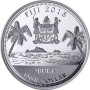 Fiji One Dollar (Green Turtle. Bula) FIJI 2018 "BULA" ONE DOLLAR REREVAKA NA KALOU KA DOKA NA TUI coin obverse