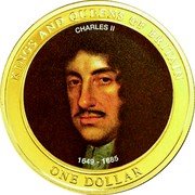 Cook Islands One Dollar (King Charles II) CHARLES II 1649 - 1685 KINGS AND QUEENS OF BRITAIN ONE DOLLAR coin reverse Cook Islands One Dollar (King Charles II) CHARLES II 1649 - 1685 KINGS AND QUEENS OF BRITAIN ONE DOLLAR coin reverse