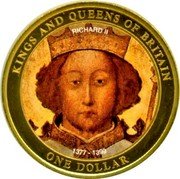 Cook Islands One Dollar (King Richard II) RICHARD II 1377 - 1399 KINGS AND QUEENS OF BRITAIN ONE DOLLAR coin reverse Cook Islands One Dollar (King Richard II) RICHARD II 1377 - 1399 KINGS AND QUEENS OF BRITAIN ONE DOLLAR coin reverse