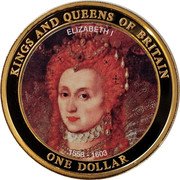 Cook Islands One Dollar Queen Elizabeth I 2007 ELIZABETH I 1558 - 1603 KINGS AND QUEENS OF BRITAIN ONE DOLLAR coin reverse Cook Islands One Dollar Queen Elizabeth I 2007 ELIZABETH I 1558 - 1603 KINGS AND QUEENS OF BRITAIN ONE DOLLAR coin reverse