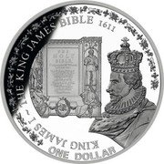 Fiji One Dollar THe King James Bible 2010  Proof KING JAMES I - THE KING JAMES BIBLE 1611 ONE DOLLAR coin reverse Fiji One Dollar THe King James Bible 2010  Proof KING JAMES I - THE KING JAMES BIBLE 1611 ONE DOLLAR coin reverse