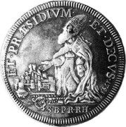 Croatia Tallero Novi Vizlin 1751 KM# 19 ET PRAESIDIVM ET DECVS 1751 S B P R RH coin obverse Croatia Tallero Novi Vizlin 1751 KM# 19 ET PRAESIDIVM ET DECVS 1751 S B P R RH coin obverse