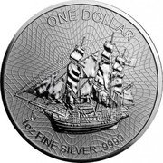 Cook Islands 1 Dollar Elizabeth II Bounty with webbing 2019 1 DOLLAR 1 OZ FINE SILVER .9999 coin reverse Cook Islands 1 Dollar Elizabeth II Bounty with webbing 2019 1 DOLLAR 1 OZ FINE SILVER .9999 coin reverse