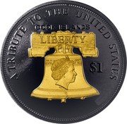 Cook Islands 1 Dollar (Elizabeth II Peace through Strength) A TRIBUTE TO THE UNITED STATES COOK ISLANDS LIBERTY $1 coin obverse Cook Islands 1 Dollar (Elizabeth II Peace through Strength) A TRIBUTE TO THE UNITED STATES COOK ISLANDS LIBERTY $1 coin obverse