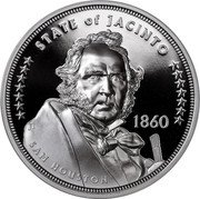 Cook Islands 1 Dollar Elizabeth II State of Jacinto 2020  Proof STATE OF JACINTO 1860 JI SAM HOUSTON coin reverse Cook Islands 1 Dollar Elizabeth II State of Jacinto 2020  Proof STATE OF JACINTO 1860 JI SAM HOUSTON coin reverse