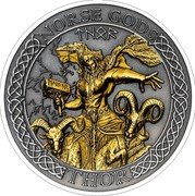 Cook Islands 1 Dollar Elizabeth II Thor 2020 Antiqued NORSE GODS ᛏᚺᛟᚱ ᛗᛃᛟᛚᚺᚱ THOR coin reverse Cook Islands 1 Dollar Elizabeth II Thor 2020 Antiqued NORSE GODS ᛏᚺᛟᚱ ᛗᛃᛟᛚᚺᚱ THOR coin reverse