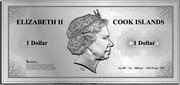Cook Islands 1 Dollar Elizabeth II. Toronto 2017  Prooflike ELIZABETH II 1 DOLLAR IRB COOK ISLAND 1 DOLLAR AG .999 5 G 5000 PCS 150X70 MM 2017 coin obverse