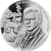 Cook Islands 1 Dollar First Fleet to Federation - John MacArthur 2016 JOHN MACARTHUR WOOL INDUSTRY PIONEER coin reverse