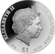 Cook Islands 1 Dollar First Fleet to Federation - Paddle Steamers on the Murray 2016 ELIZABETH II COOK ISLANDS 2016 25 G $1 AG 925 IRB coin obverse