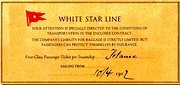 Cook Islands 1 Dollar Titanic. Replica of Rose's first class ticket 2019 WHITE STAR LINE YOUR ATTENTION IS SPECIALLY DIRECTED TO THE CONDITIONS OF TRANSPORTATION IN THE ENCLOSED CONTRACT. THE COMPANY'S LIABILITY FOR BAGGAGE IS STRICTLY LIMITED BUT PASSENGERS CAN PROTECT THEMSELVES BY INSURANCE FIRST CLASS PASSENGER TICKET PER STEAMSHIP TITANIC SAILINF FROM 10/4 1912 coin reverse