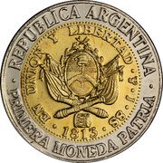 Argentina 1 Peso (Pattern) REPUBLICA ARGENTINA EN UNION Y LIBERTAD PTS J 8S 1813 PRIMERA MONEDA PATRIA coin obverse Argentina 1 Peso (Pattern) REPUBLICA ARGENTINA EN UNION Y LIBERTAD PTS J 8S 1813 PRIMERA MONEDA PATRIA coin obverse