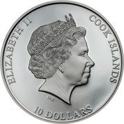 Cook Islands 10 Dollars Elizabeth II Black Ice 2018  Proof ELIZABETH II COOK ISLANDS IRB 10 DOLLARS coin obverse Cook Islands 10 Dollars Elizabeth II Black Ice 2018  Proof ELIZABETH II COOK ISLANDS IRB 10 DOLLARS coin obverse