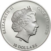 Cook Islands 10 Dollars Elizabeth II Dresden Green Diamond 2017  Proof ELIZABETH II CCOK ISLANDS IRB 10 DOLLARS coin obverse Cook Islands 10 Dollars Elizabeth II Dresden Green Diamond 2017  Proof ELIZABETH II CCOK ISLANDS IRB 10 DOLLARS coin obverse