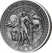 Cook Islands 10 Dollars Elizabeth II Freyr 2016 Antique Finish NORSE GODS ᚠᚱᛖᛣᚱ FREYR coin reverse Cook Islands 10 Dollars Elizabeth II Freyr 2016 Antique Finish NORSE GODS ᚠᚱᛖᛣᚱ FREYR coin reverse
