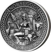 Cook Islands 10 Dollars Frigg 2016 Antiqued NORSE GODS ᚠᚱᛁᚷᚷ FRIGG coin reverse Cook Islands 10 Dollars Frigg 2016 Antiqued NORSE GODS ᚠᚱᛁᚷᚷ FRIGG coin reverse