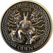 Cook Islands 10 Dollars Elizabeth II Odin 2015  Antique finish NORSE GODS ᛟᛞᛁᚾ ODIN coin reverse