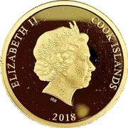 Cook Islands 10 Dollars Elizabeth II Peanuts. 50 years in Japan 2018  Proof ELIZABETH II COOK ISLANDS IRB 2018 coin obverse Cook Islands 10 Dollars Elizabeth II Peanuts. 50 years in Japan 2018  Proof ELIZABETH II COOK ISLANDS IRB 2018 coin obverse