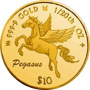 Cook Islands 10 Dollars Elizabeth II Pegasus 2022 Proof 999 9 GOLD 1/20TH OZ PEGASUS $10 coin reverse Cook Islands 10 Dollars Elizabeth II Pegasus 2022 Proof 999 9 GOLD 1/20TH OZ PEGASUS $10 coin reverse