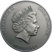 Cook Islands 10 Dollars (Grizzly Bear) 10 DOLLARS COOK ISLANDS ELIZABETH II IRB coin obverse Cook Islands 10 Dollars (Grizzly Bear) 10 DOLLARS COOK ISLANDS ELIZABETH II IRB coin obverse