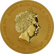 Tuvalu 100 Dollars Apollo 2023 P BU QUEEN ELIZABETH II IRB 1952 - 2022 1OZ 9999 GOLD 2023 TUVALU 100 DOLLARS coin obverse