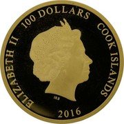 Cook Islands 100 Dollars (Elizabeth II 82nd Birthday Celebration of the Empress) ELIZABETH II 100 DOLLARS COOK ISLANDS IRB 2016 coin obverse