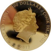 Cook Islands 100 Dollars (Elizabeth II 83rd Birthday of the Empress) ELIZABETH II 100 DOLLARS COOK ISLANDS IRB 2017 coin obverse Cook Islands 100 Dollars (Elizabeth II 83rd Birthday of the Empress) ELIZABETH II 100 DOLLARS COOK ISLANDS IRB 2017 coin obverse