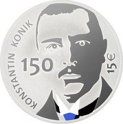 Estonia 15 Euro (150th Anniversary of the Birth of Konstantin Konik) KONSTATIN KONIK 150 15 € coin reverse Estonia 15 Euro (150th Anniversary of the Birth of Konstantin Konik) KONSTATIN KONIK 150 15 € coin reverse