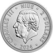 Niue 2 Dollars Czech Lion Bullion. Charles III 2024 CM Bullion CHARLES III NIUE 2 DOLLARS JC 2024 coin obverse