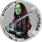Cook Islands 2 Dollars Elizabeth II Gamora 2017  Proof GAMORA 1/2 OUNCES .999 FINE SILVER ©MARVEL coin reverse Cook Islands 2 Dollars Elizabeth II Gamora 2017  Proof GAMORA 1/2 OUNCES .999 FINE SILVER ©MARVEL coin reverse