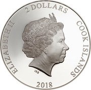 Cook Islands 2 Dollars Elizabeth II Iriomote cat 2018  Proof ELIZABETH II 2 DOLLARS COOK ISLANDS IRB 2018 coin obverse