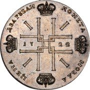Russia 2 Roubles (Peter I. Novodel) KM# NG2 МОНЕТА НОВАА ЦЕНА ДВА РУБЛИ ПI 17 22 coin reverse