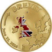 Cook Islands 20 Dollars Brexit 2016 Proof BREXIT JUNE 23, 2016 coin reverse