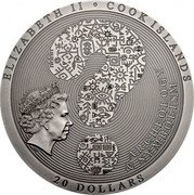 Cook Islands 20 Dollars Elizabeth II Aztec Calendar 2018  Antique Finish ELIZABETH II COOK ISLANDS IRB ARCHEOLOGY & SYMBOLISM 20 DOLLARS coin obverse Cook Islands 20 Dollars Elizabeth II Aztec Calendar 2018  Antique Finish ELIZABETH II COOK ISLANDS IRB ARCHEOLOGY & SYMBOLISM 20 DOLLARS coin obverse