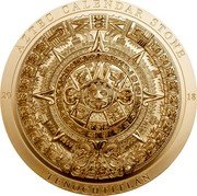 Cook Islands 20 Dollars Elizabeth II Aztec Calendar 2018  Silk AZTEC CALENDAR STONE 20 18 TENOCHTITLÁN coin reverse