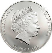 Cook Islands 20 Dollars (Elizabeth II Christ Crucified) ELIZABETH II COOK ISLANDS IRB 20 DOLLARS coin obverse Cook Islands 20 Dollars (Elizabeth II Christ Crucified) ELIZABETH II COOK ISLANDS IRB 20 DOLLARS coin obverse