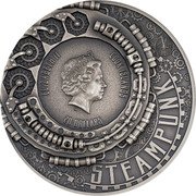 Cook Islands 20 Dollars Elizabeth II Nautilus 2022 Antiqued ELIZABETH II COOK ISLANDS IRB 20 DOLLARS STEAMPUNK coin obverse Cook Islands 20 Dollars Elizabeth II Nautilus 2022 Antiqued ELIZABETH II COOK ISLANDS IRB 20 DOLLARS STEAMPUNK coin obverse