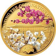 Cook Islands 20 Dollars Elizabeth II Red and White Plum Blossoms in the Courtyard 2019  Proof COMMEMORATING THE CORONATION OF THE EMPEROR .9999 coin reverse Cook Islands 20 Dollars Elizabeth II Red and White Plum Blossoms in the Courtyard 2019  Proof COMMEMORATING THE CORONATION OF THE EMPEROR .9999 coin reverse