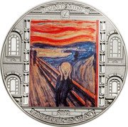 Cook Islands 20 Dollars Elizabeth II The Scream 2018  Proof EDVARD MUNCH 2018 MASTERPIECES OF ART coin reverse Cook Islands 20 Dollars Elizabeth II The Scream 2018  Proof EDVARD MUNCH 2018 MASTERPIECES OF ART coin reverse