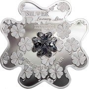 Cook Islands 20 Dollars (Lucky Shape) 100 G .999 FINE SILVER LUCKY SHAPE LUXURY LINE SILVER coin reverse Cook Islands 20 Dollars (Lucky Shape) 100 G .999 FINE SILVER LUCKY SHAPE LUXURY LINE SILVER coin reverse