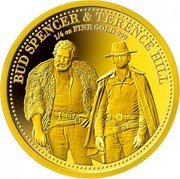 Cook Islands 25 Dollars Elizabeth II Bud Spencer and Terence Hill ND (2020) Proof KM# 2923 BUD SPENCER & TERENCE HILL 1/4 OZ FINE GOLD 999 coin reverse Cook Islands 25 Dollars Elizabeth II Bud Spencer and Terence Hill ND (2020) Proof KM# 2923 BUD SPENCER & TERENCE HILL 1/4 OZ FINE GOLD 999 coin reverse