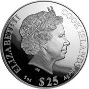 Cook Islands 25 Dollars Elizabeth II Year of the Rat 2020 Proof ELIZABETH II COOK ISLANDS IRB 5OZ $25 AG999 coin obverse Cook Islands 25 Dollars Elizabeth II Year of the Rat 2020 Proof ELIZABETH II COOK ISLANDS IRB 5OZ $25 AG999 coin obverse