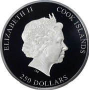 Cook Islands 250 Dollars (Elizabeth II Ronald Reagan) ELIZABETH II COOK ISLANDS IRB 250 DOLLARS coin obverse