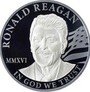Cook Islands 250 Dollars (Elizabeth II Ronald Reagan) RONALD REAGAN MMXVI IN GOD WE TRUST coin reverse