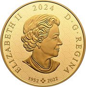 Canada 2500 Dollars Year of the Dragon 2024 Proof 1952 2022 2024 ELIZABETH II D G REGINA SB coin obverse Canada 2500 Dollars Year of the Dragon 2024 Proof 1952 2022 2024 ELIZABETH II D G REGINA SB coin obverse